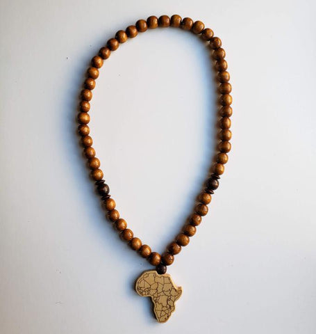 Sanaa - Chunky Light Brown Wooden Bead Africa Necklace