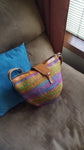 *Feruzi: Rainbow Handwoven Straw Shoulder Bag