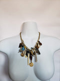 Aasir:  Shell Brass Beads and Bone Charm Necklace
