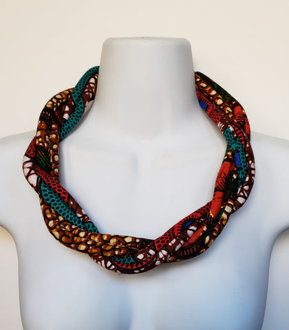 Cheneso: Twisted Rope African Print Necklace