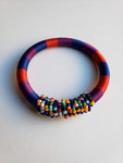 Issa II: Red and Blue Threaded Bracelet with Beads