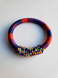 Issa II: Red and Blue Threaded Bracelet with Beads