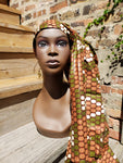 *Dhuku: Olive, White and Blush Pink Wax African Head Wrap