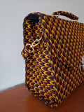 Fifi: Yellow Burgundy and Brown African Print Shoulder/Tote Bag