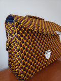 Fifi: Yellow Burgundy and Brown African Print Shoulder/Tote Bag