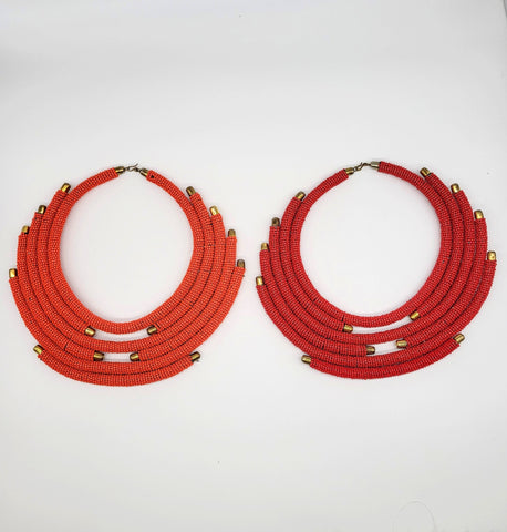 Maasa: Large Half Moon Maasai Beaded Disk Necklace