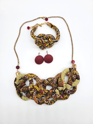 Tafadzwa: African Print Necklace and Earring Set