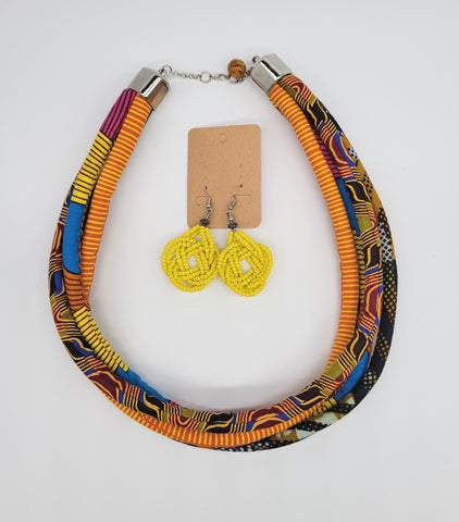 Tanaka: African Print Necklace and Earring Set
