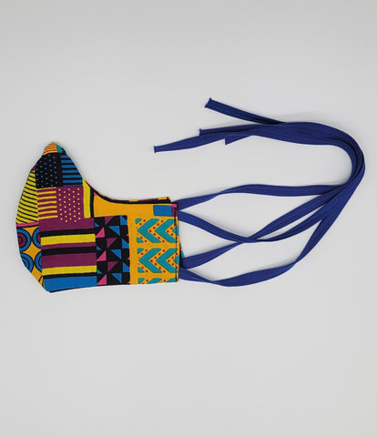 Ebo: Kid's Tie Back Filter Pocket Pink Kente Inspired Face Mask