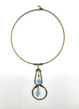Seka IIIV: Long Blue Bead and Brass Necklace