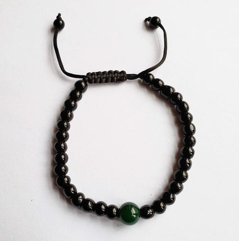 Oloo - Onyx and Green Gem Stone Bracelett