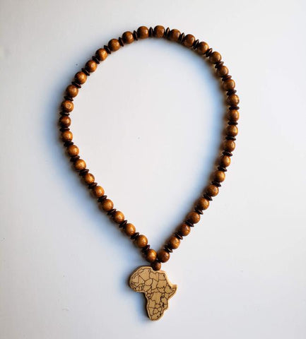 Sanaa III - Chunky Multi Brown Wooden Bead Necklace