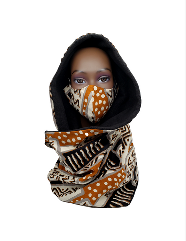 African print Winter scarf for Adults Unisex - Black mud cloth