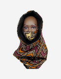 *Aminanta I: Extra Bulky Unisex Mud Cloth Print Fleece Scarf and Face Mask Set