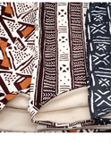 Aminanta VI: Extra Bulky Unisex Mud Cloth Print Fleece Scarf and Face Mask Set