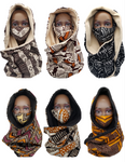 Aminanta VI: Extra Bulky Unisex Mud Cloth Print Fleece Scarf and Face Mask Set