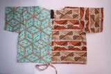 Yaw - Turquoise, Gold and Blue African Print Draw String Crop Top