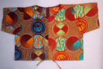 Sisi - Burnt Orange and Brown Geometric African Print Draw String Crop Top