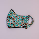 Yaw II: Turquoise and Gold Combo Tie Back and Adjustable Ear Loop Filter Pocket  Face Mask (Copy)