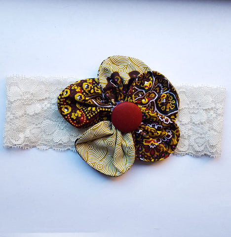 Sekai IV - Lace African Print Flower Headband