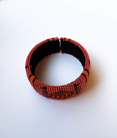 Thabiso V- pink and Orange Zulu South African Beaded Bracelets