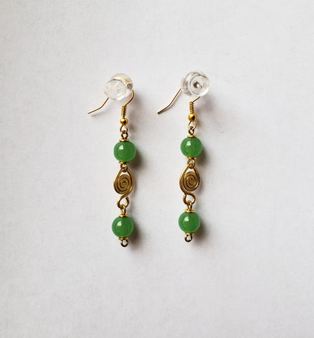 Tabari - Rust and Green Beaded Earrings