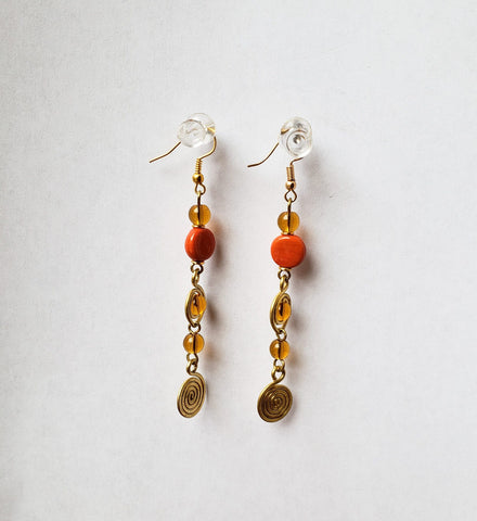 Yambura - Brass and Beads Earrings