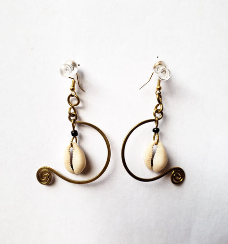 Mwasaa - Brass Shell Earrings