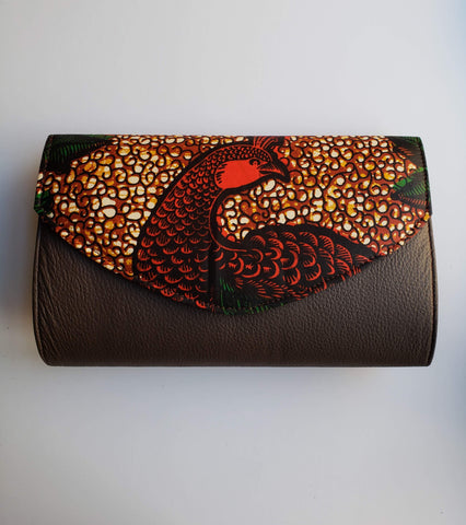 Cheneso: African Print and Faux Leather Clutch Bag