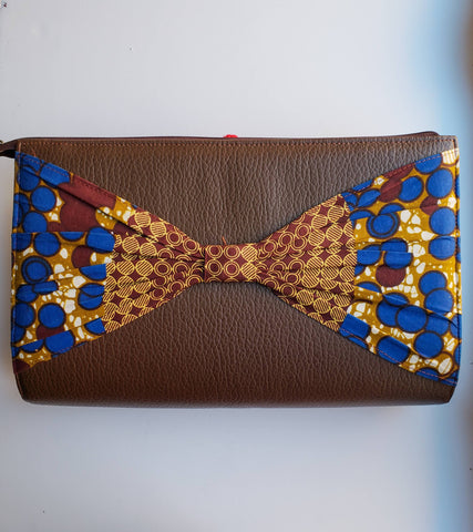 Cheneso: Large African Print and Leather Clutch Bag