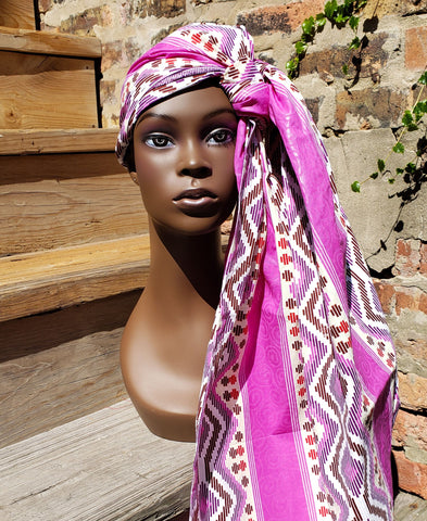 *Gele II: Purple and White Tribal African Print Head Wrap