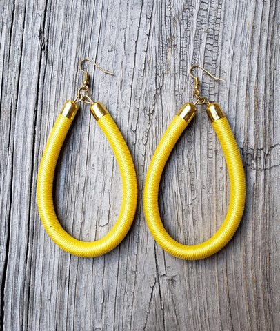 Baraka: Brass Threaded Loop Earrings (Various Colors)