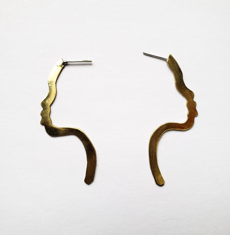 Bontle- Brass Face Silhouette Earrings