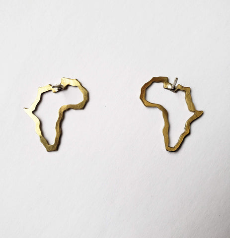 Khanyi: Brass Africa Map Stud Earrings