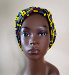 Kodwo: Purple Yellow and Blue African Print Turban