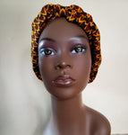 Akan: Yellow Burgundy and Brown African Print Turban