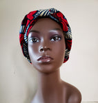 Fram II: Red Flower and Blue African Print Turban