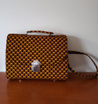 Fifi: Yellow Burgundy and Brown African Print Shoulder/Tote Bag