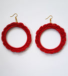 Vimbiso - Red Crochet Hoop Earrings