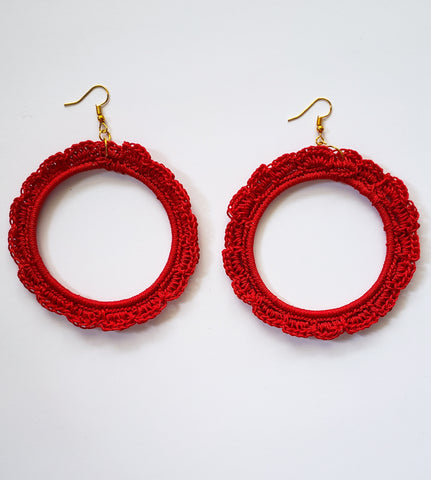 Vimbiso - Red Crochet Hoop Earrings