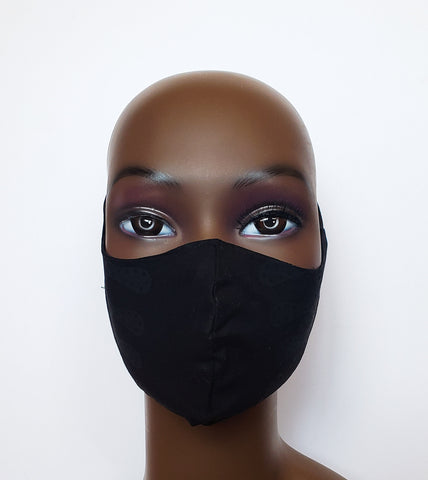 Joojo: Tie Back Black Filter Pocket Reversible Face Mask
