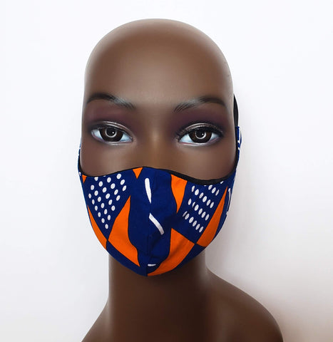 Jamala: African Print Orange and Blue Face Mask