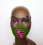 Niara- African Print Pink and Green Face Mask