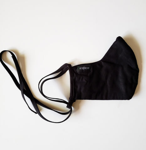Joojo: Kid's Combo Tie Back and Adjustable Ear Loop Filter Pocket Black Face Mask