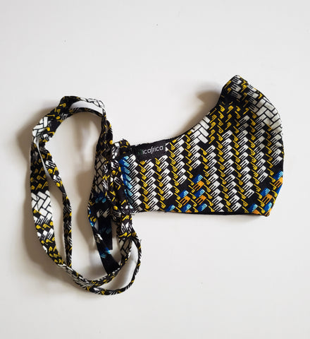 *Kanai : Kid's Combo Tie Back and Adjustable Ear Loop Filter Pocket Multicolor African Print Face Mask
