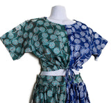 Komla - Green and Blue Floral African Print Draw String Crop Top