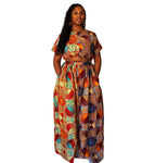 Sisi - Burnt Orange and Brown Geometric African Print Maxi Skirt