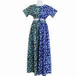 Komla – Green and Blue Floral African Print Maxi Skirt