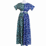 Komla – Green and Blue Floral African Print Maxi Skirt