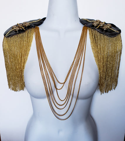 Alamini: Gold Bead and Chain Shoulder Jewelry